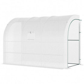 Växthus Halvtunnel Med Hyllor & Rulldörrar Stålram UV-Skydd Vit 300...