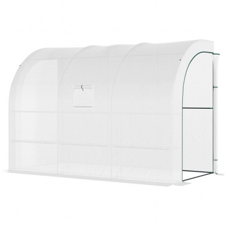 Växthus Halvtunnel med Hyllor 300 x 150 x 213 cm Vit
