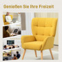 Fåtölj Mjuk Sammets Överdrag Gul med Träben