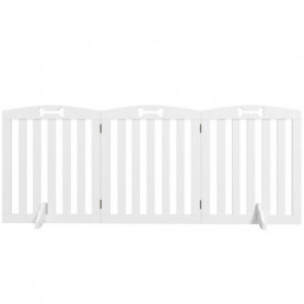 Fristående Hundgrind med Stödfötter 155 x 30 x 61 cm, vit