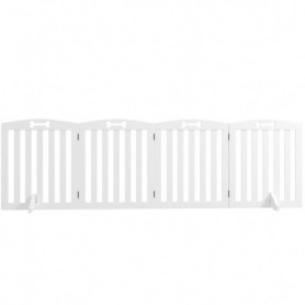 Fristående Hundgrind med Stödfötter 207,5 x 30 x 61 cm, vit