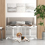 Fristående Hundgrind med Stödfötter 207,5 x 30 x 61 cm, vit