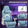 Gamingstol med Fotstöd, Svankkudde Blå Vit