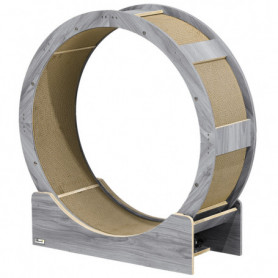 Katthjul Träningshjul med broms & klösbräda Ø91 cm grå för katter u...