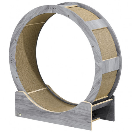 Katthjul Träningshjul med broms & klösbräda Ø91 cm grå för katter u...