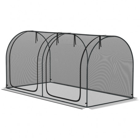 Växthus Skyddsnät Metallram 2 rulldörrar 2,49 x 1,2 x 1,2 m svart