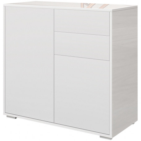 Sidoskåp 2 Lådor 2 Dörr Blank Vit 79 x 36 x 74 cm