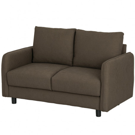 Soffa 2-sits med Förvaringsutrymme Sammetslook Brun Linne