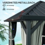Paviljong 3 x 3 m med Metalltak, Nät, Sidoväggar - Mörkgrå