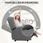 Relax Fåtölj med Fotstöd och 160° Lutning, Mörkgrå Linne