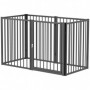 Vikbar Modular Hundhage 6 Paneler med Dörr Svart