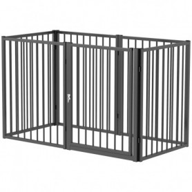 Vikbar Modular Hundhage 6 Paneler med Dörr Svart