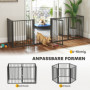 Vikbar Modular Hundhage 6 Paneler med Dörr Svart