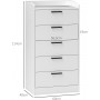 Vit Byrå med 5 Lådor och Anti-Tip-Design – 60 x 40 x 114 cm