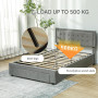 Sängstomme 140 x 200 cm med Stor Förvaring, Rullbar Låda - Grå
