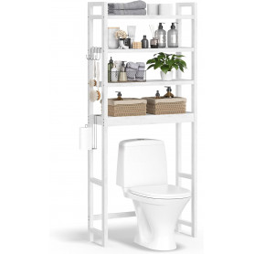 Badrumsförvaring till Över Toalettstol / Tvättmaskin 4 Hyllor Vit