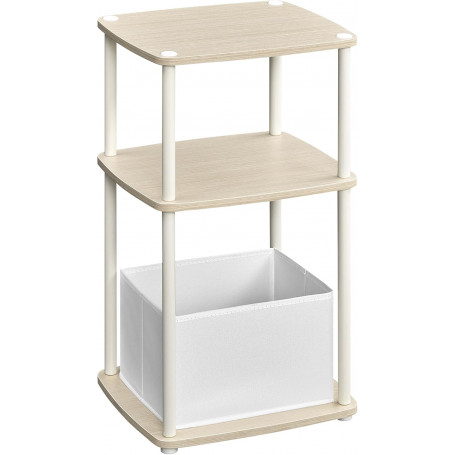 Sidobord med 3 Hyllplan, Tyglåda 30 x 34 x 58 cm Beige