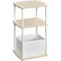 Sidobord med 3 Hyllplan, Tyglåda 30 x 34 x 58 cm Beige