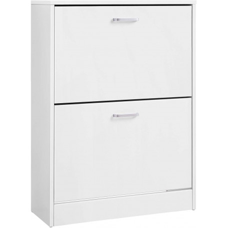 Skoskåp med 2 flip-dörrar, justerbar och avtagbar avdelare, Vit 60 ...