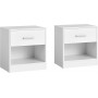 Sängbord set om 2, sidobord med låda, öppet fack - vit 28 x 39 x 41 cm