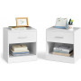 Sängbord set om 2, sidobord med låda, öppet fack - vit 28 x 39 x 41 cm