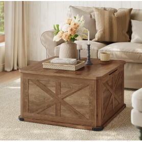 Rustik Soffbord med Dolt Förvaringsutrymme, 213 liter, 80 x 80 cm