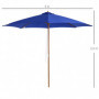 Parasol Bambu Blå 300 x 300 x 250 cm