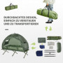 Campingtäl på Ben med Tältsäng, Sovsäck och Madrass Mörkgrön