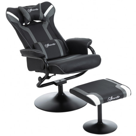 Gaming Fåtölj med Fotpall Svart Grå