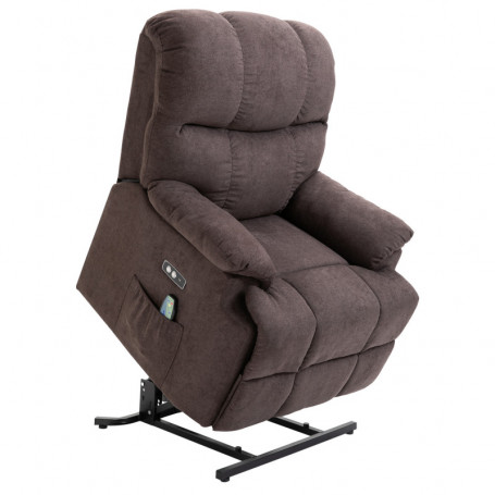 Relax Massagefåtölj med Ståhjälp Brun Linne