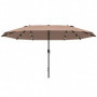 Parasoll 440 x 260 cm med Solcellsdrivna LED-lampor - Khaki