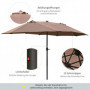 Parasoll 440 x 260 cm med Solcellsdrivna LED-lampor - Khaki
