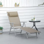 Justerbar Solstol med Kudde Metall och Tyg Khaki 137 x 63,5 x 100,5 cm