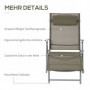 Justerbar Solstol med Kudde Metall och Tyg Khaki 137 x 63,5 x 100,5 cm
