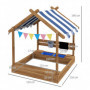 Sandlåda med Solskydd, Lekstuga Design 124 x 116 x 146 cm, brun