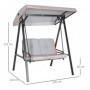 Hammock Gunga 2-sits med Soltak 145 x 116 x 172 cm, Grå