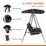 Hammock Gunga 2-sits med Soltak 145 x 116 x 172 cm, Svart