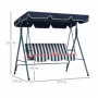 Hammock Gunga 3-sits Hollywood Blå Vit 172 x 110 x 153 cm