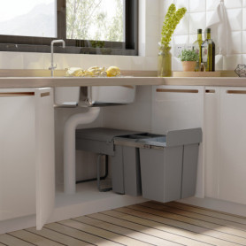 Utdragbar Källsorteringssats 3 Delar Grå