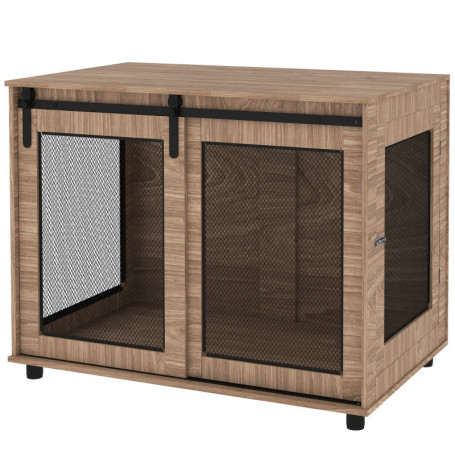 Hundlåda - Transportlåda låsbara dörrar, 98 x 60 x 78 cm, brun