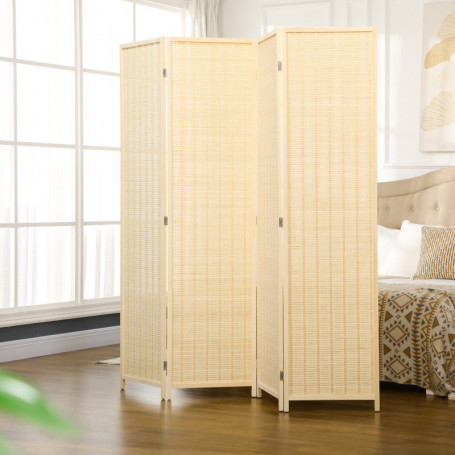 Skärmvägg Rumsavdelare 4 Panel 180 x 180 cm Bambu