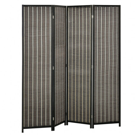 Skärmvägg Rumsavdelare 4-Panelers 180 x 180 cm Svart Bambu