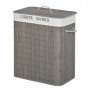 Tvättkorg 15 kg med Tvättbar Påse Grå Bambu 52 x 32 x 63 cm
