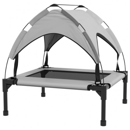 Utomhus Hundsäng Upphöjd Ram med Tak 20 kg, 76 x 61 x 69,5 cm, ljusgrå
