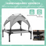 Utomhus Hundsäng Upphöjd Ram med Tak 20 kg, 76 x 61 x 69,5 cm, ljusgrå