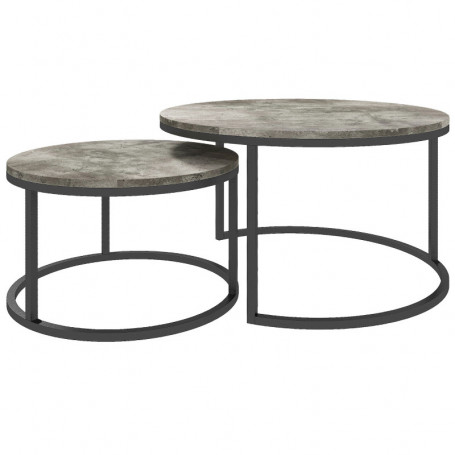 Soffbord Set 2 st Rund Grå industriell design