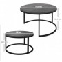 Soffbord Set 2 st Rund Svart industriell design
