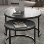 Soffbord Set 2 st Rund Svart industriell design
