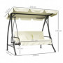 Hammock Gunga med Liggfunktion 3-sits Beige 200 x 125 x 170 cm