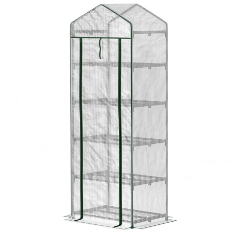 Växthus med 5 Hyllor 69 x 49 x 193 cm Transparent - Vit